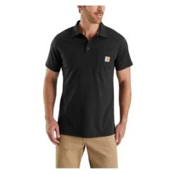 Men's Carhartt Force Cotton Delmont Pocket Polo -Carhartts Clothing Store 0 1001 carhartt force cotton delmont pocket polo black