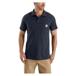 Men's Carhartt Force Cotton Delmont Pocket Polo -Carhartts Clothing Store 0 1001 carhartt force cotton delmont pocket polo navy