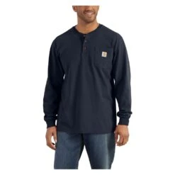 Men's Carhartt Long Sleeve Workwear Pocket Henley -Carhartts Clothing Store 0 1001 carhartt long sleeve workwear pocket henley navy