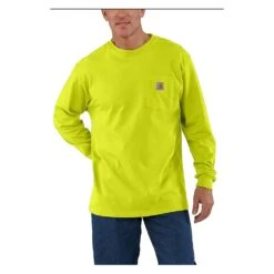 Men's Carhartt Long Sleeve Workwear Pocket T-Shirt 26 Men's Carhartt Long Sleeve Workwear Pocket T-Shirt -Carhartts Clothing Store 0 1001 carhartt long sleeve workwear pocket t shirt brite lime