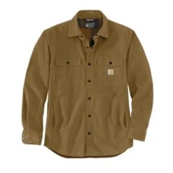 Men's Carhartt Rugged Flex Relaxed Fit Canvas Fleece-Lined Shirt Jac -Carhartts Clothing Store 0 1001 carhartt rugged flex relaxed fit canvas fleece lined shirt jac oak brown