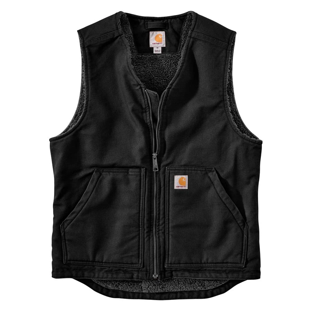 Men's Carhartt Washed Duck Sherpa-Lined Vest 1 Men's Carhartt Washed Duck Sherpa-Lined Vest
