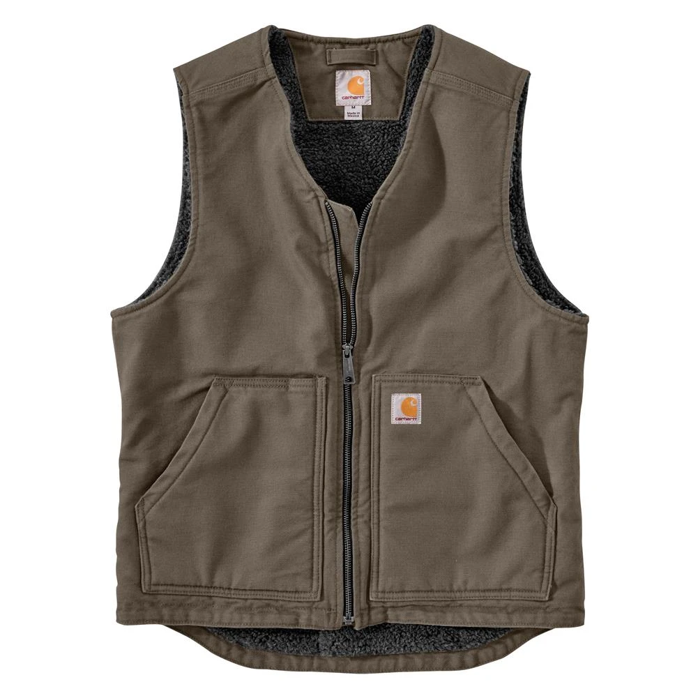 Men's Carhartt Washed Duck Sherpa-Lined Vest 3 Men's Carhartt Washed Duck Sherpa-Lined Vest - Image 3