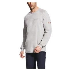 Men's Ariat FR Air Crew T-Shirt -Carhartts Clothing Store 0 650 ariat fr air crew t shirt silver fox heather