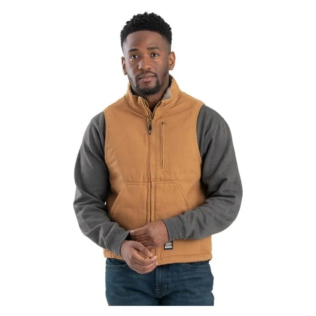 Men's Berne Workwear Heartland Sherpa-Lined Washed Duck Vest 3 Men's Berne Workwear Heartland Sherpa-Lined Washed Duck Vest - Image 3