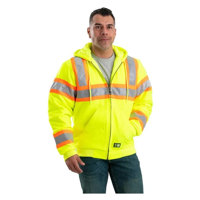 Men's Berne Workwear Hi-Vis Type R Class 3 Hooded Active Jacket 1 Men's Berne Workwear Hi-Vis Type R Class 3 Hooded Active Jacket