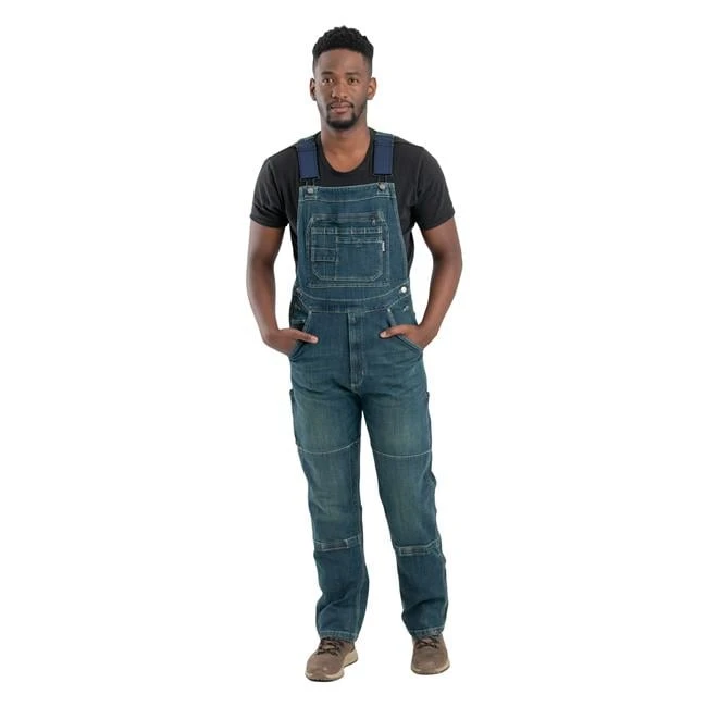 Men's Berne Workwear Highland Unlined Washed Flex Denim Bib Overalls 1 Men's Berne Workwear Highland Unlined Washed Flex Denim Bib Overalls