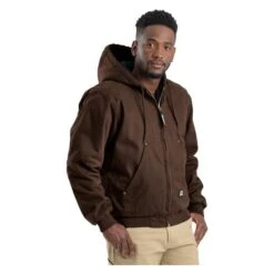 Men's Berne Workwear Original Washed Hooded Jacket - Quilt Lined