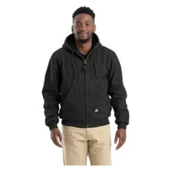 Men's Berne Workwear Original Washed Hooded Jacket - Quilt Lined -Carhartts Clothing Store 0 650 berne workwear original washed hooded jacket quilt lined black