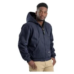 Men's Berne Workwear Original Washed Hooded Jacket - Quilt Lined -Carhartts Clothing Store 0 650 berne workwear original washed hooded jacket quilt lined navy
