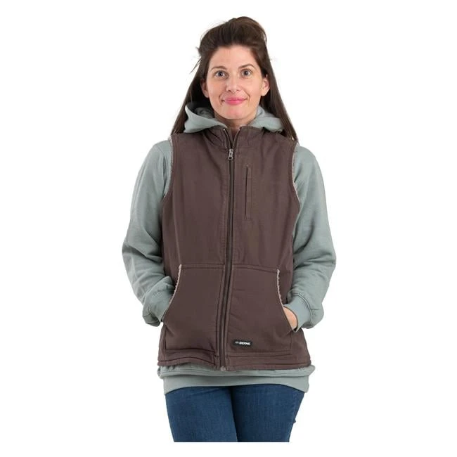 Women's Berne Workwear Sherpa-Lined Softstone Duck Vest 1 Women's Berne Workwear Sherpa-Lined Softstone Duck Vest