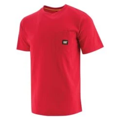 Men's CAT Label Pocket T-Shirt -Carhartts Clothing Store 0 650 cat label pocket t shirt hot red