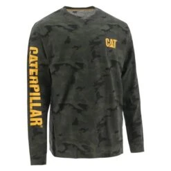 Men's CAT Long Sleeve Trademark Banner T-Shirt -Carhartts Clothing Store 0 650 cat trademark banner long sleeve t shirt night camo