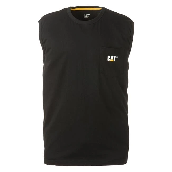 Men's CAT Trademark Sleeveless Pocket T-Shirt 1 Men's CAT Trademark Sleeveless Pocket T-Shirt