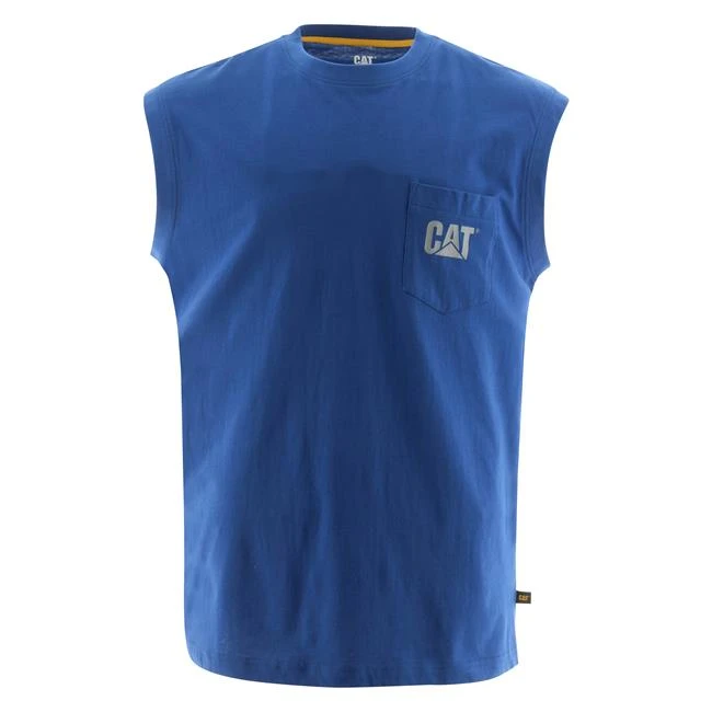 Men's CAT Trademark Sleeveless Pocket T-Shirt 7 Men's CAT Trademark Sleeveless Pocket T-Shirt - Image 7