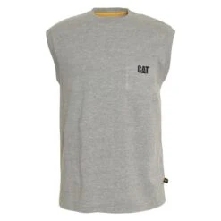 Men's CAT Trademark Sleeveless Pocket T-Shirt 17 Men's CAT Trademark Sleeveless Pocket T-Shirt -Carhartts Clothing Store 0 650 cat trademark sleeveless pocket t shirt heather gray