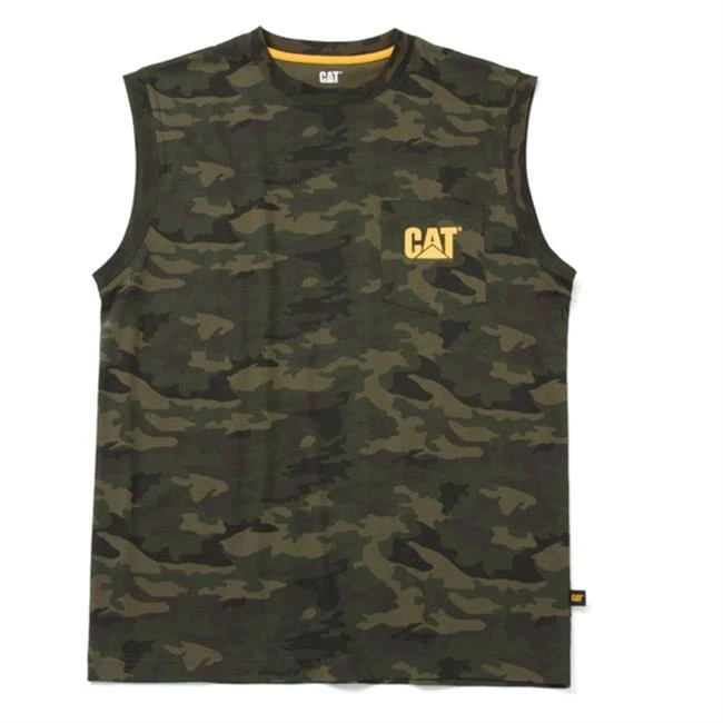 Men's CAT Trademark Sleeveless Pocket T-Shirt 11 Men's CAT Trademark Sleeveless Pocket T-Shirt - Image 11