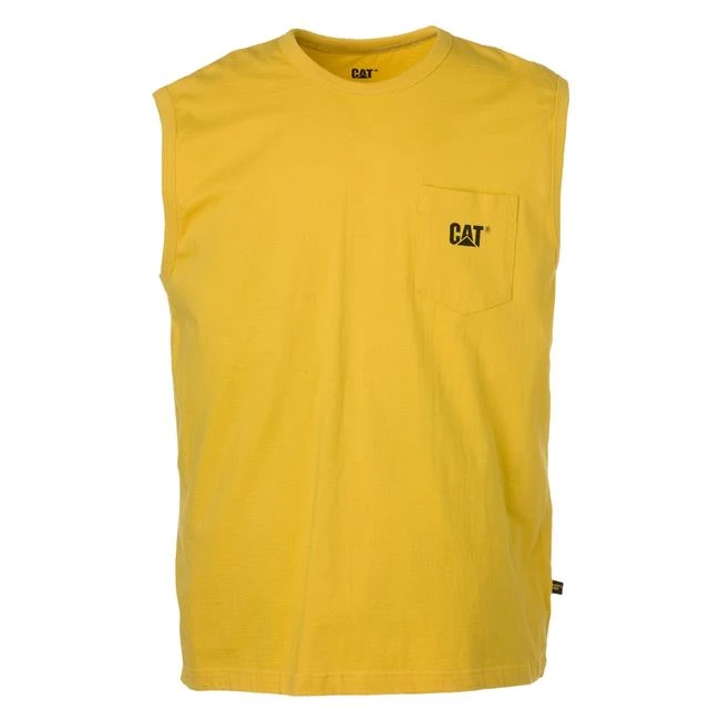 Men's CAT Trademark Sleeveless Pocket T-Shirt 3 Men's CAT Trademark Sleeveless Pocket T-Shirt - Image 3