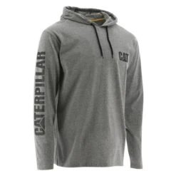 Men's CAT UPF Hooded Banner Long Sleeve T-Shirt -Carhartts Clothing Store 0 650 cat upf hooded banner long sleeve t shirt dark heather gray