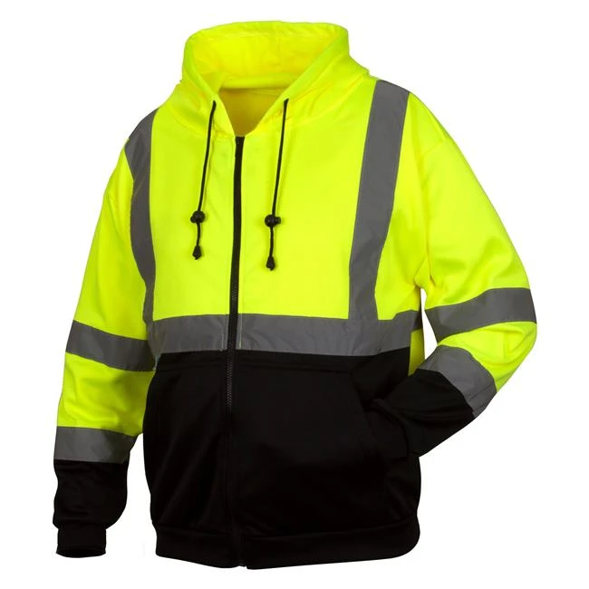 Men's Pyramex Hi-Vis Lime Zipper Sweatshirt 1 Men's Pyramex Hi-Vis Lime Zipper Sweatshirt