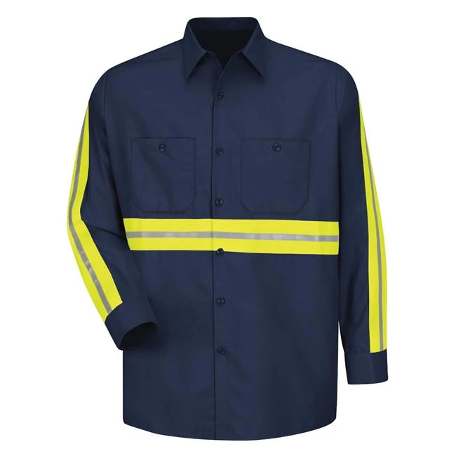 Men's Red Kap Enhanced Visibility Industrial Work Shirt Long Sleeve 1 Men's Red Kap Enhanced Visibility Industrial Work Shirt Long Sleeve