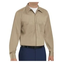 Men's Red Kap Wrinkle Resistant Cotton Long Sleeve Work Shirt -Carhartts Clothing Store 0 650 red kap wrinkle resistant cotton long sleeve work shirt khaki