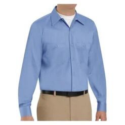 Men's Red Kap Wrinkle Resistant Cotton Long Sleeve Work Shirt -Carhartts Clothing Store 0 650 red kap wrinkle resistant cotton long sleeve work shirt light blue
