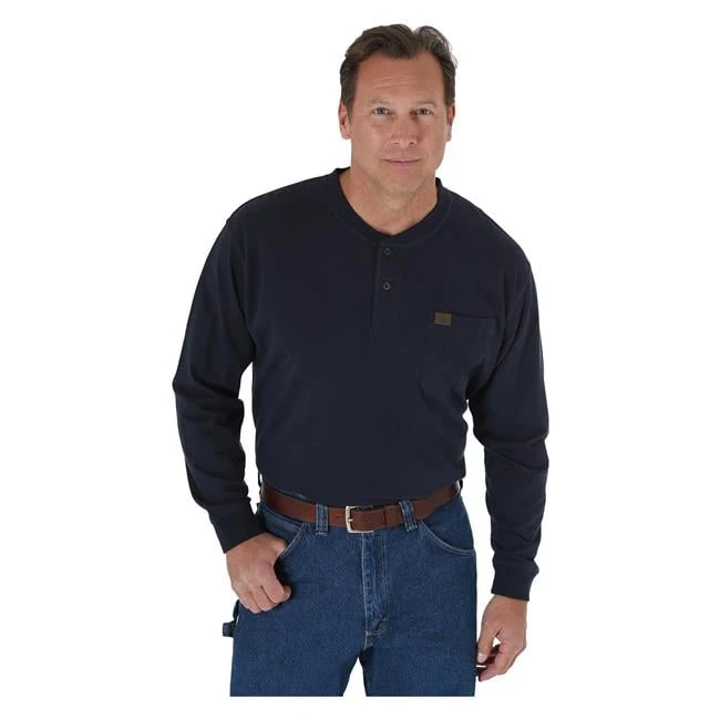 Men's Wrangler Riggs Long Sleeve Pocket Henley 2 Men's Wrangler Riggs Long Sleeve Pocket Henley - Image 2