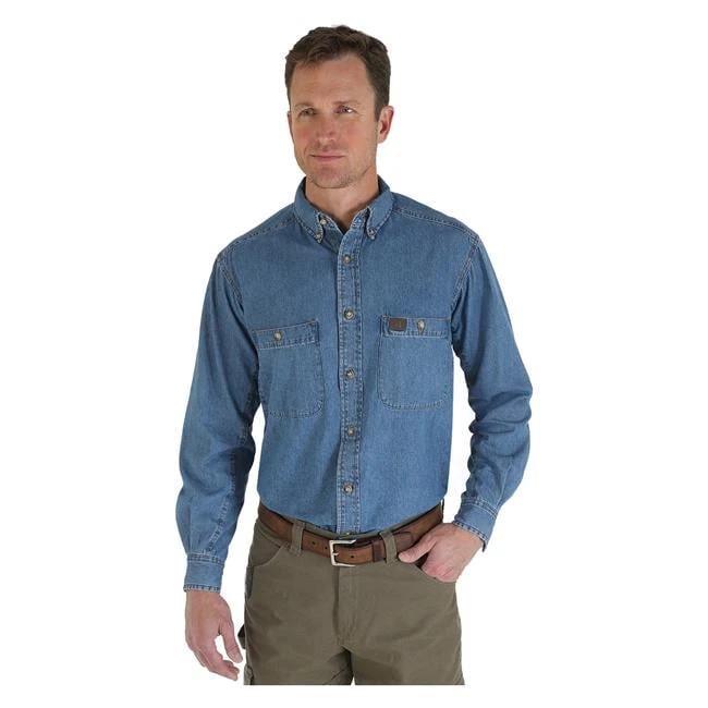 Men's Wrangler Riggs Relaxed Fit Denim Work Shirt 1 Men's Wrangler Riggs Relaxed Fit Denim Work Shirt