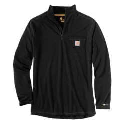 Men's Carhartt Force Relaxed-Fit Midweight Long Sleeve 1/4 Zip Pocket T-Shirt -Carhartts Clothing Store 1 1001 carhartt force relaxed fit midweight long sleeve 1 4 zip pocket t shirt black