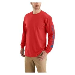 Men's Carhartt Long Sleeve Logo T-Shirt 30 Men's Carhartt Long Sleeve Logo T-Shirt -Carhartts Clothing Store 1 1001 carhartt long sleeve logo t shirt fire red heather