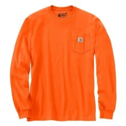 Men's Carhartt Long Sleeve Workwear Pocket T-Shirt 28 Men's Carhartt Long Sleeve Workwear Pocket T-Shirt -Carhartts Clothing Store 1 1001 carhartt long sleeve workwear pocket t shirt brite orange