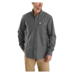Men's Carhartt Rugged Flex Rigby Long Sleeve Work Shirt -Carhartts Clothing Store 1 1001 carhartt rugged flex rigby long sleeve work shirt gravel