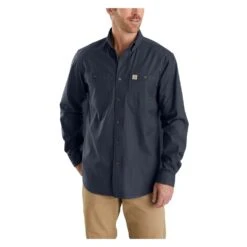 Men's Carhartt Rugged Flex Rigby Long Sleeve Work Shirt -Carhartts Clothing Store 1 1001 carhartt rugged flex rigby long sleeve work shirt navy