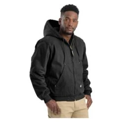 Men's Berne Workwear Original Washed Hooded Jacket - Quilt Lined -Carhartts Clothing Store 1 650 berne workwear original washed hooded jacket quilt lined black
