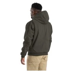 Men's Berne Workwear Original Washed Hooded Jacket - Quilt Lined -Carhartts Clothing Store 1 650 berne workwear original washed hooded jacket quilt lined olive duck