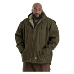 Men's Berne Workwear Washed Hooded Work Coat -Carhartts Clothing Store 1 650 berne workwear washed hooded work coat moss