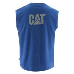 Men's CAT Trademark Sleeveless Pocket T-Shirt 20 Men's CAT Trademark Sleeveless Pocket T-Shirt -Carhartts Clothing Store 1 650 cat trademark sleeveless pocket t shirt bright blue
