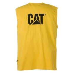 Men's CAT Trademark Sleeveless Pocket T-Shirt 16 Men's CAT Trademark Sleeveless Pocket T-Shirt -Carhartts Clothing Store 1 650 cat trademark sleeveless pocket t shirt yellow