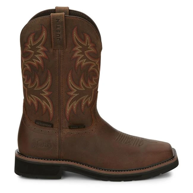 Men's Justin Original Work Boots 11" Driller Square Toe Steel Toe Waterproof 2 Men's Justin Original Work Boots 11" Driller Square Toe Steel Toe Waterproof - Image 2
