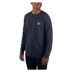 Men's Carhartt Force Long Sleeve Pocket T-Shirt 16 Men's Carhartt Force Long Sleeve Pocket T-Shirt -Carhartts Clothing Store 2 1001 carhartt force long sleeve pocket t shirt navy