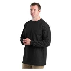 Men's Berne Workwear Heavyweight Long Sleeve Pocket T-Shirt -Carhartts Clothing Store 2 650 berne workwear heavyweight long sleeve pocket t shirt black