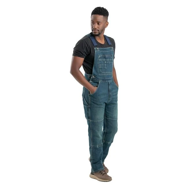 Men's Berne Workwear Highland Unlined Washed Flex Denim Bib Overalls 3 Men's Berne Workwear Highland Unlined Washed Flex Denim Bib Overalls - Image 3