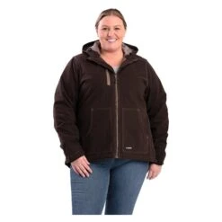 Women's Berne Workwear Modern Hooded Jacket -Carhartts Clothing Store 2 650 berne workwear modern hooded jacket dark brown