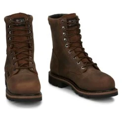 Men's Justin Original Work Boots 8" Pulley Round Toe Met Guard CT WP -Carhartts Clothing Store 2 650 justin original work boots 8 pulley round toe met guard ct wp brown