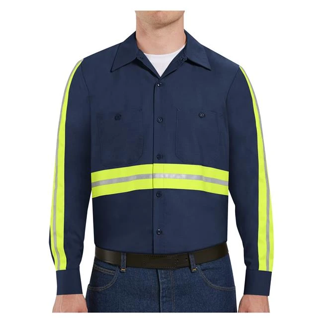 Men's Red Kap Enhanced Visibility Industrial Work Shirt Long Sleeve 3 Men's Red Kap Enhanced Visibility Industrial Work Shirt Long Sleeve - Image 3