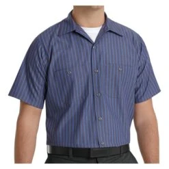 Men's Red Kap Industrial Stripe Work Shirt -Carhartts Clothing Store 2 650 red kap industrial stripe work shirt gray blue