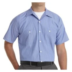 Men's Red Kap Industrial Stripe Yarn Dyed Work Shirt -Carhartts Clothing Store 2 650 red kap industrial stripe yarn dyed work shirt gm blue white