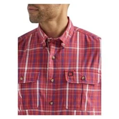Men's Wrangler Foreman Plaid Shirt -Carhartts Clothing Store 2 650 wrangler foreman plaid shirt red
