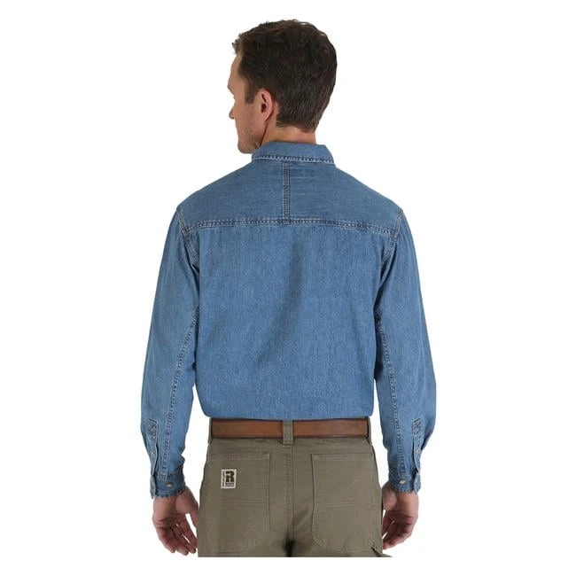Men's Wrangler Riggs Relaxed Fit Denim Work Shirt 3 Men's Wrangler Riggs Relaxed Fit Denim Work Shirt - Image 3